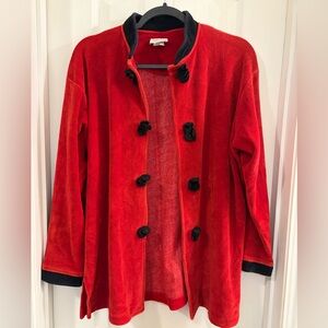 Neiman Marcus Vintage Red Coat with Black Trim